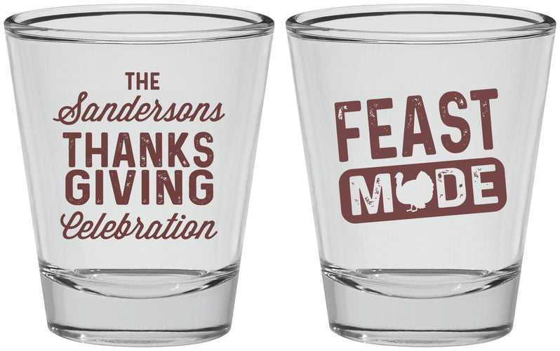 Personalized Thanksgiving Shot Glasses - Feast Mode | 260019