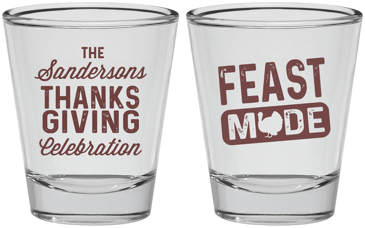 Personalized Thanksgiving Shot Glasses - Feast Mode | 260019