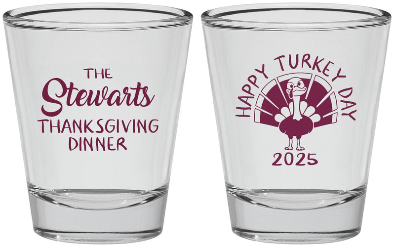 Personalized Thanksgiving Shot Glasses - Turkey Day | 260021