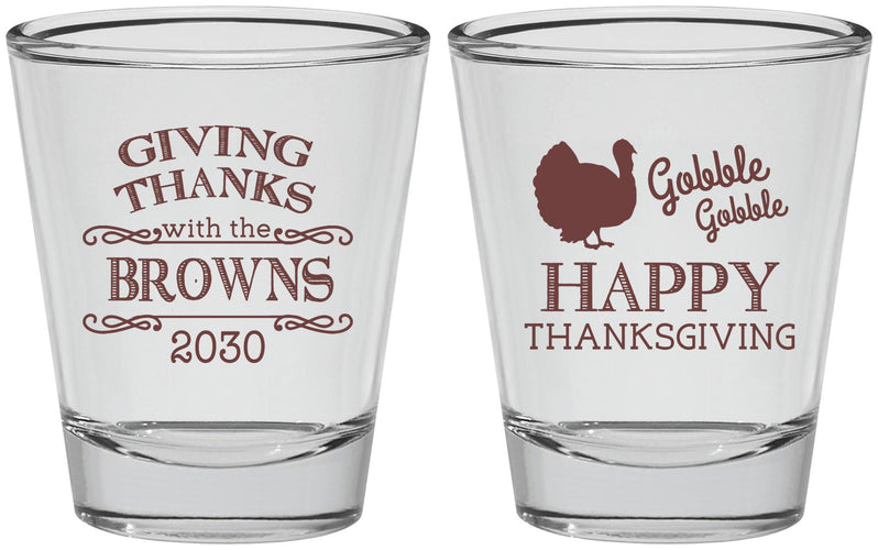 Personalized Thanksgiving Shot Glasses - Gobble Gobble | 260022