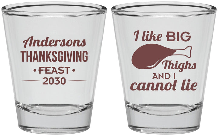 Personalized Thanksgiving Shot Glasses - Big Thighs | 260023