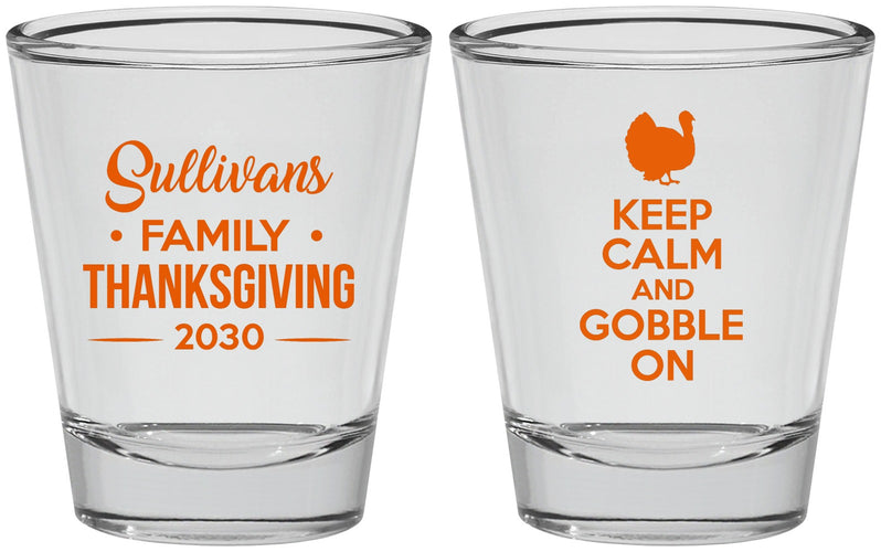 Personalized Thanksgiving Shot Glasses - Gobble Turkey | 260024