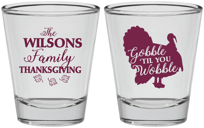 Personalized Thanksgiving Shot Glasses - Gobble Til You Wobble | 260025