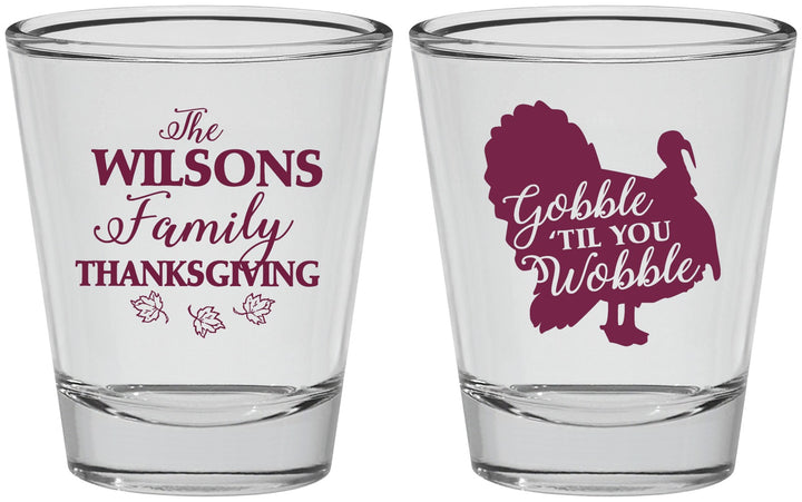 Personalized Thanksgiving Shot Glasses - Gobble Til You Wobble | 260025
