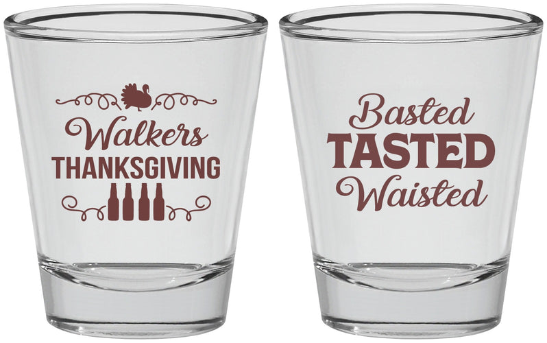 Personalized Thanksgiving Shot Glasses - Basted Tasted Waisted | 260027