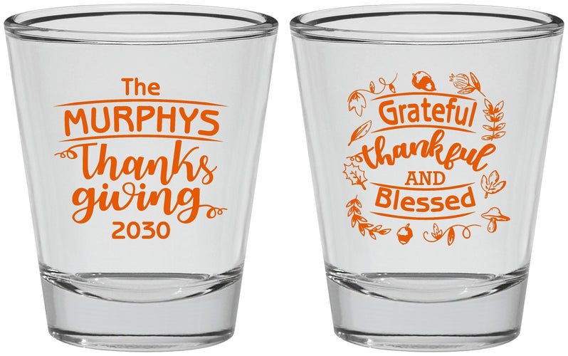 Personalized Thanksgiving Shot Glasses - Grateful Blessed | 260028