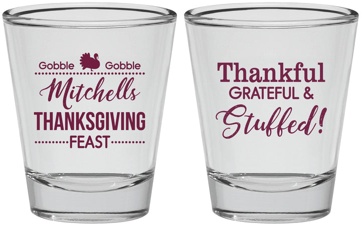 Personalized Thanksgiving Shot Glasses - Thankful Stuffed | 260029