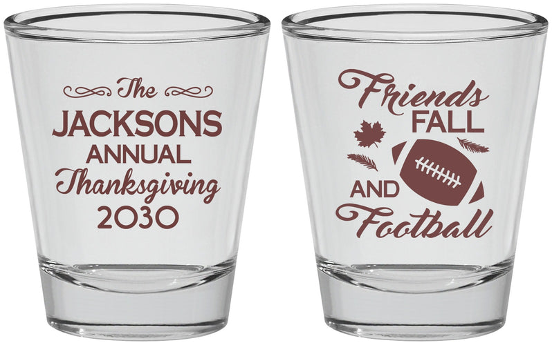 Personalized Thanksgiving Shot Glasses - Football | 260031