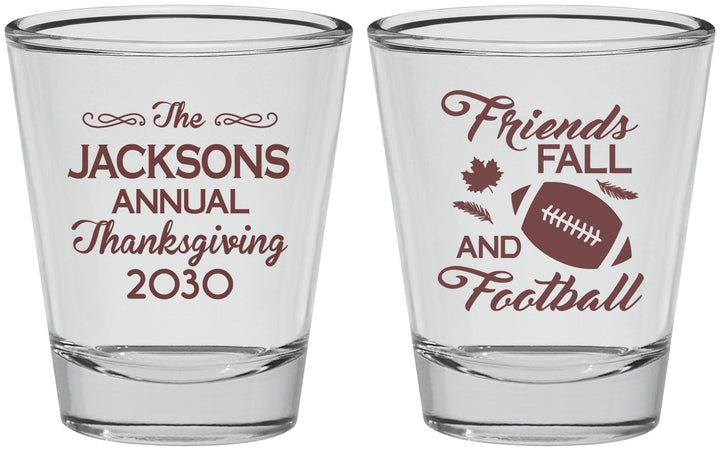 Personalized Thanksgiving Shot Glasses - Football | 260031