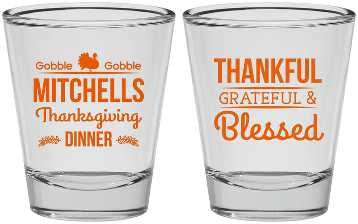 Personalized Thanksgiving Shot Glasses - Thankful Blessed | 260032