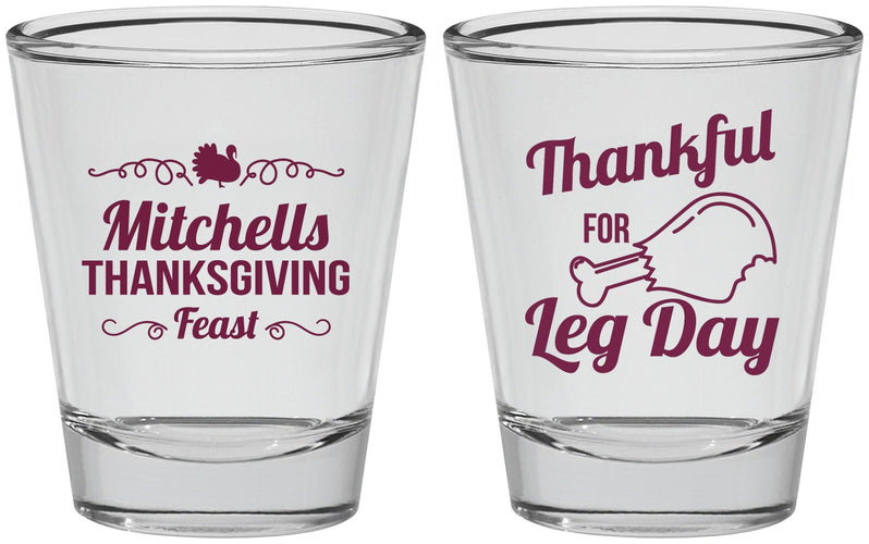 Personalized Thanksgiving Shot Glasses - Leg Day | 260033