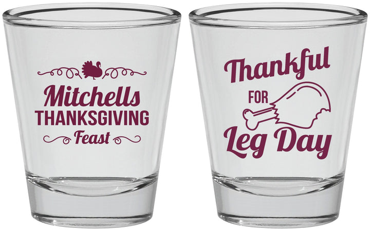 Personalized Thanksgiving Shot Glasses - Leg Day | 260033