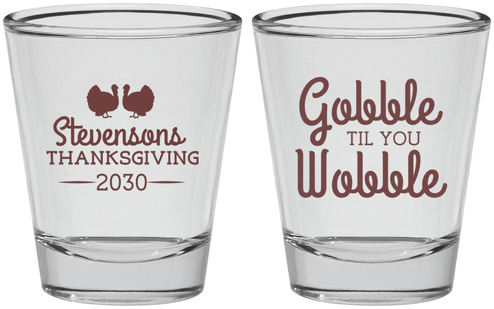 Personalized Thanksgiving Shot Glasses - Gobble Til You Wobble | 260034