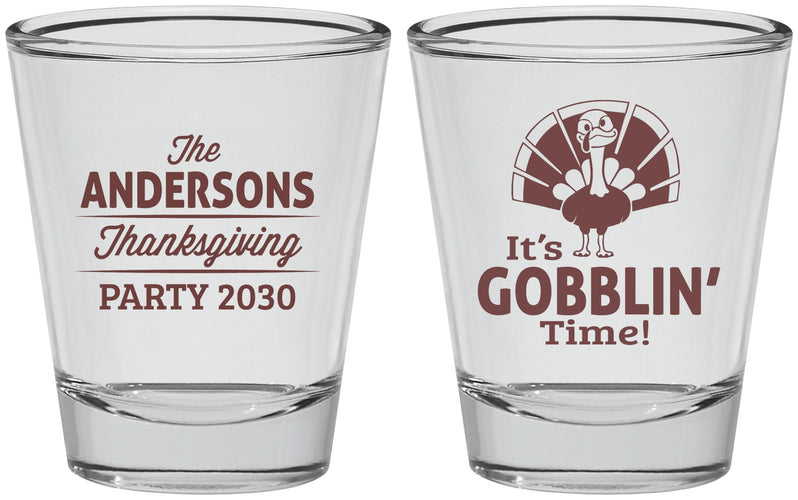 Personalized Thanksgiving Shot Glasses - Turkey Gobblin | 260035
