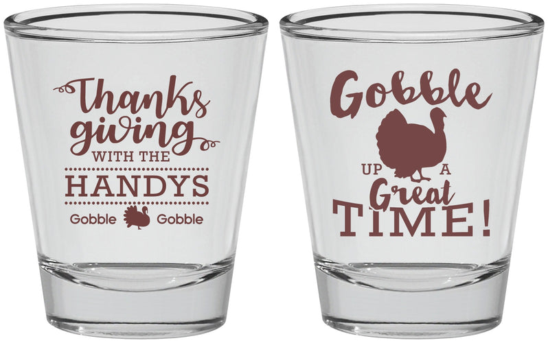 Personalized Thanksgiving Shot Glasses - Turkey Gobble | 260043