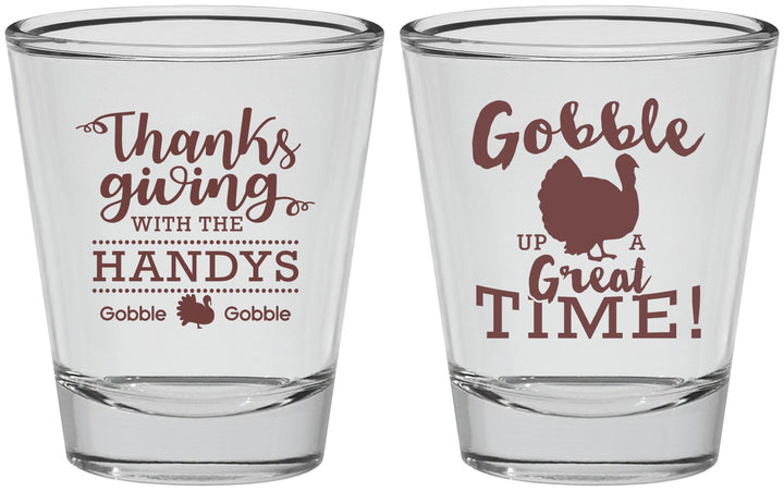 Personalized Thanksgiving Shot Glasses - Turkey Gobble | 260043