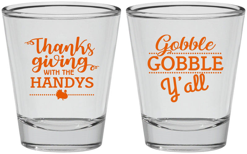 Personalized Thanksgiving Shot Glasses - Gobble Gobble | 260044