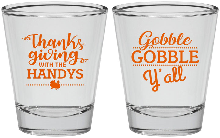 Personalized Thanksgiving Shot Glasses - Gobble Gobble | 260044