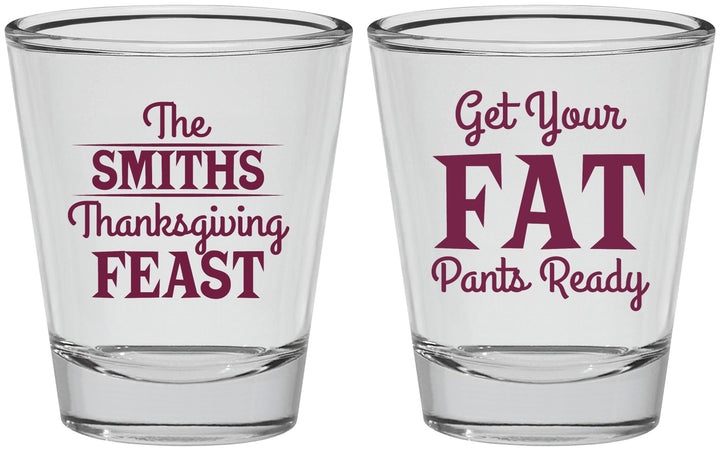 Personalized Thanksgiving Shot Glasses - Fat Pants Ready | 260045
