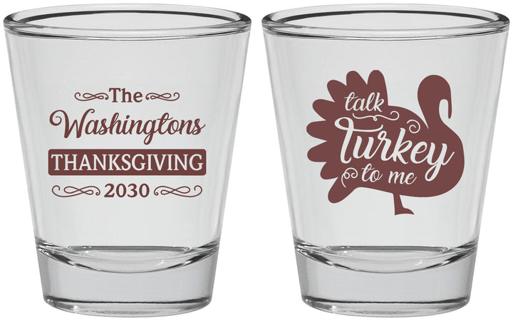 Personalized Thanksgiving Shot Glasses - Talk Turkey To Me | 260046
