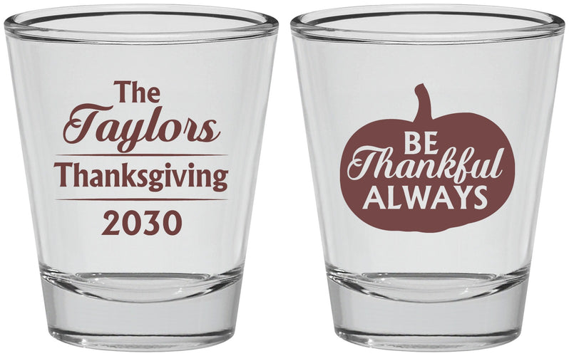 Personalized Thanksgiving Shot Glasses - Pumpkin Thankful | 260047