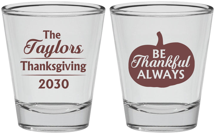 Personalized Thanksgiving Shot Glasses - Pumpkin Thankful | 260047