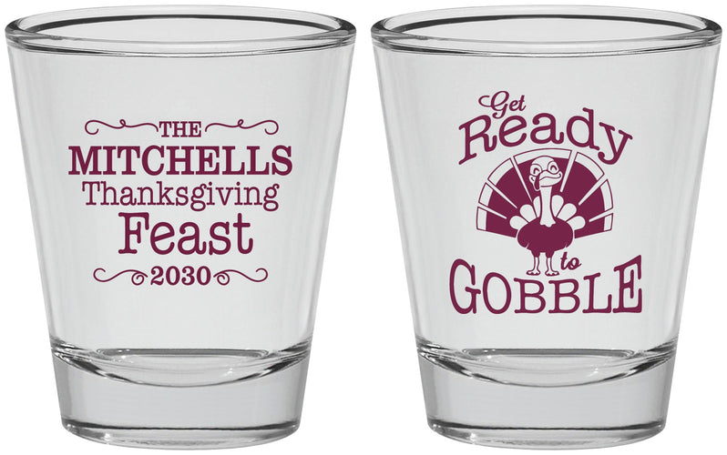 Personalized Thanksgiving Shot Glasses - Turkey Gobble | 260049