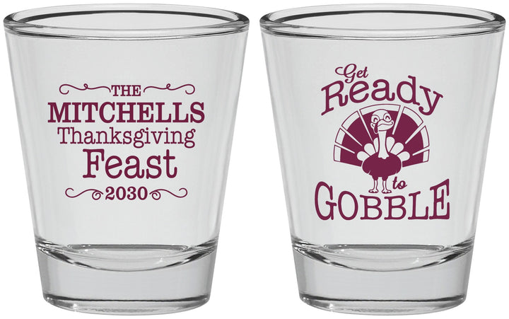 Personalized Thanksgiving Shot Glasses - Turkey Gobble | 260049