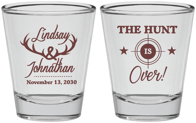 Personalized Wedding Shot Glasses - The Hunt Is Over | 266