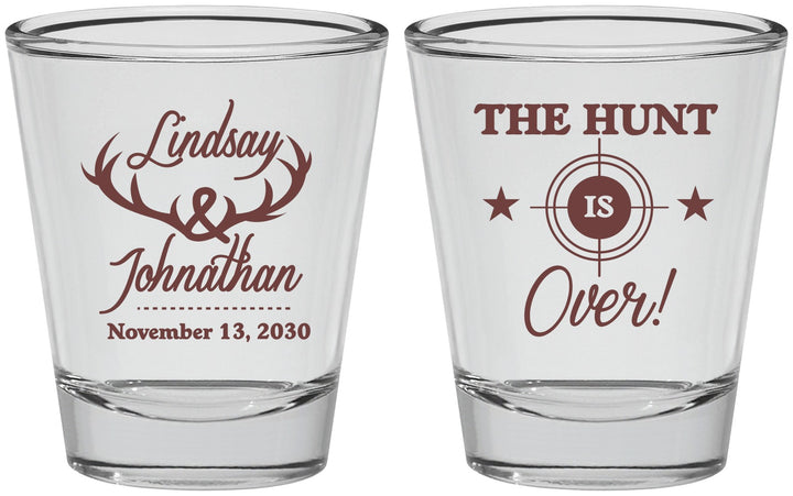 Personalized Wedding Shot Glasses - The Hunt Is Over | 266