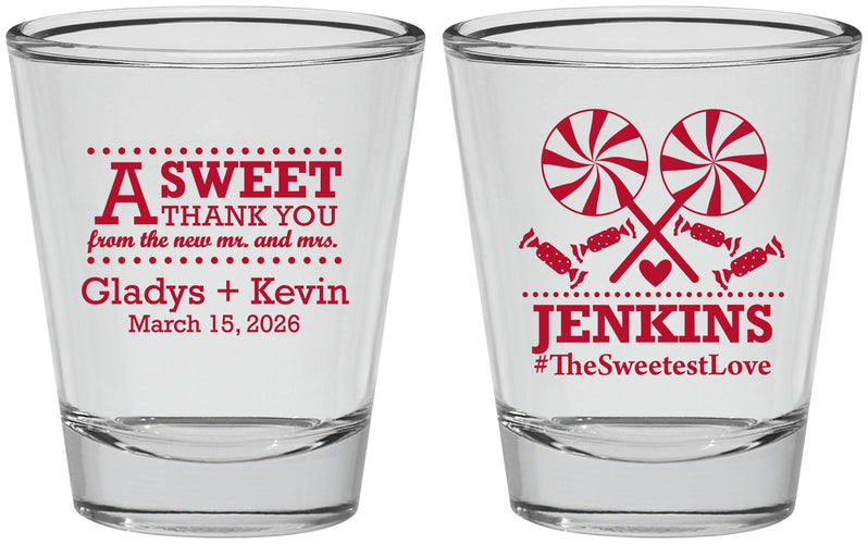 Personalized Wedding Shot Glasses - Sweet Thank You | 269