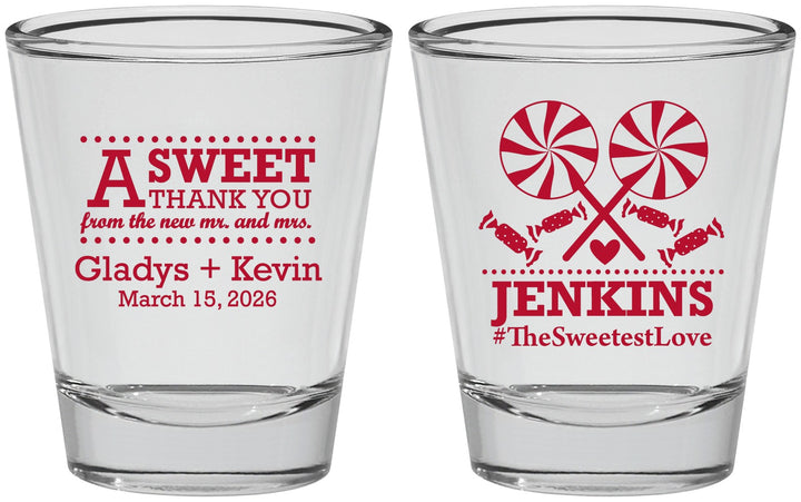 Personalized Wedding Shot Glasses - Sweet Thank You | 269