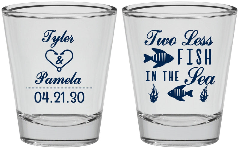 Personalized Wedding Shot Glasses - Two Less Fish In The Sea | 270