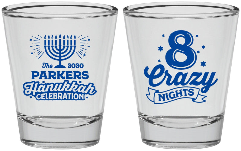 Personalized Hanukkah Shot Glasses - Eight Crazy Nights | 270010