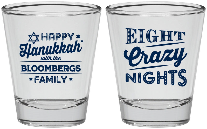 Personalized Hanukkah Shot Glasses - Eight Crazy Nights | 270011