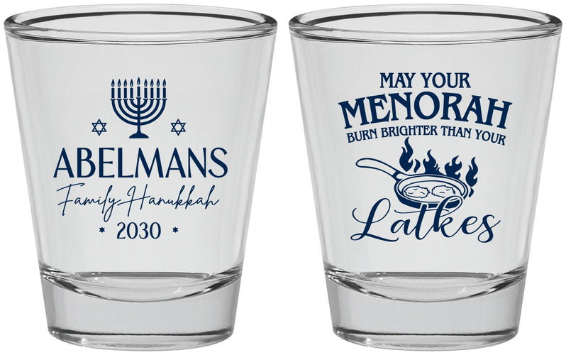 Personalized Hanukkah Shot Glasses - Menorah Latkes | 270019