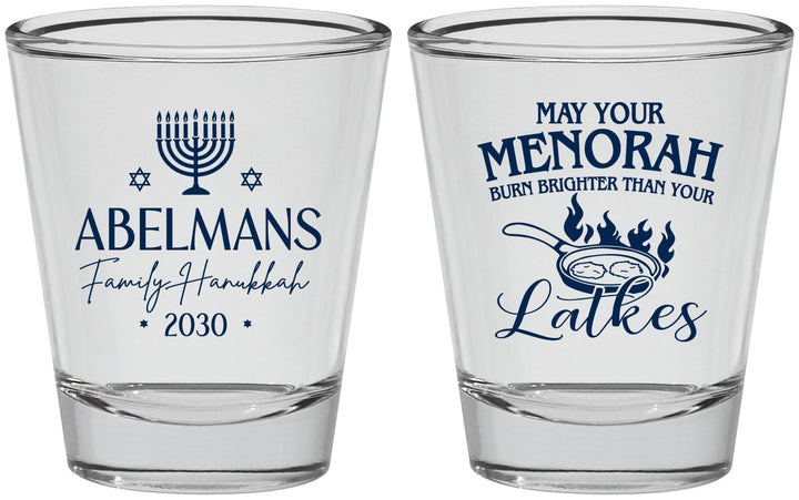 Personalized Hanukkah Shot Glasses - Menorah Latkes | 270019