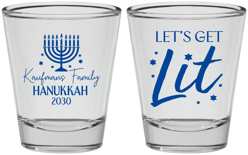 Personalized Hanukkah Shot Glasses - Lets Get Lit | 270020