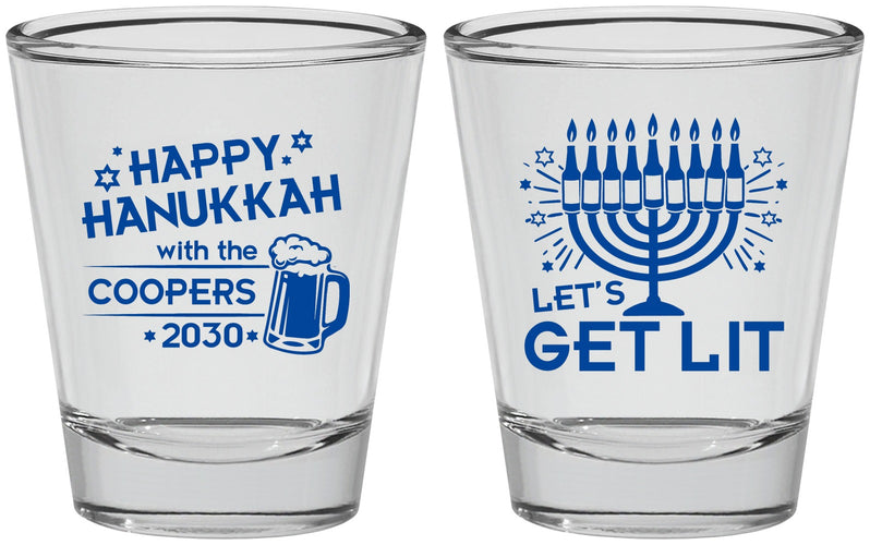 Personalized Hanukkah Shot Glasses - Lets Get Lit | 270021