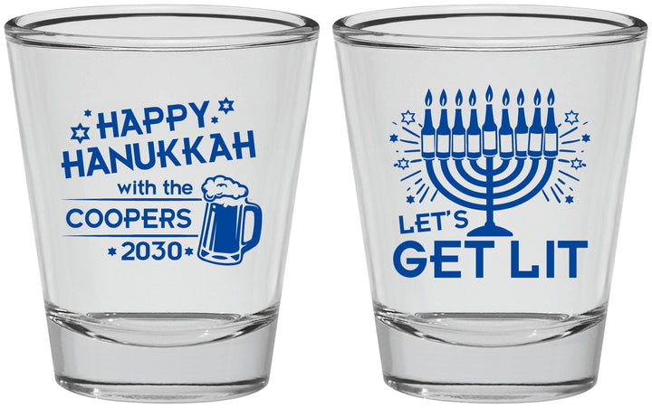 Personalized Hanukkah Shot Glasses - Lets Get Lit | 270021