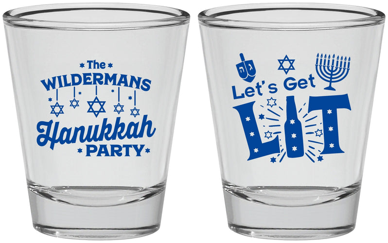 Personalized Hanukkah Shot Glasses - Lets Get Lit | 270022