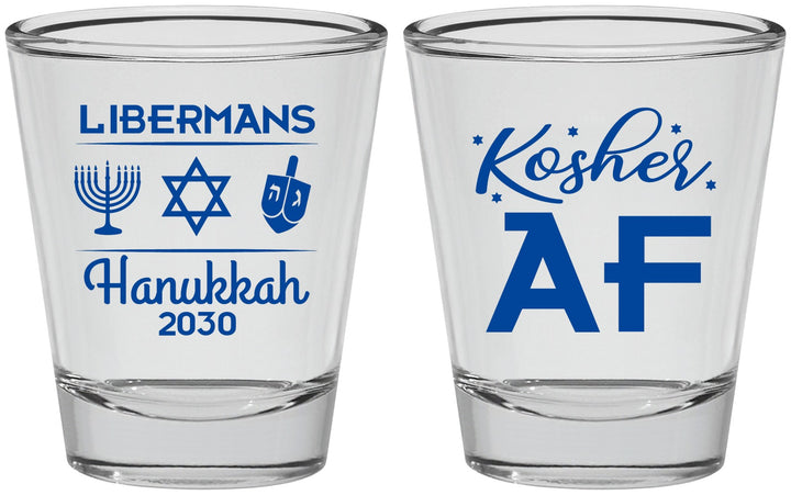 Personalized Hanukkah Shot Glasses - Menorah Dreidel | 270024