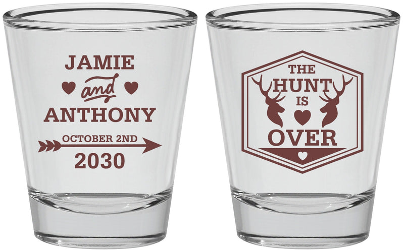 Personalized Wedding Shot Glasses - The Hunt Is Over | 272