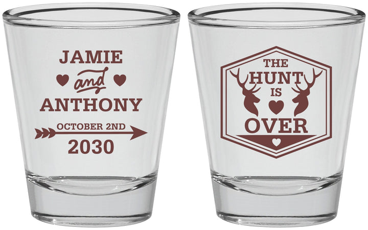 Personalized Wedding Shot Glasses - The Hunt Is Over | 272