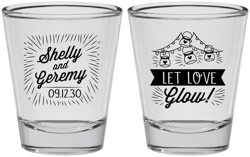 Personalized Wedding Shot Glasses - Let Love Glow | 273