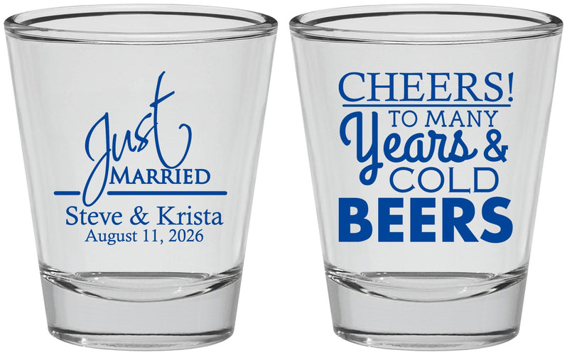 Personalized Wedding Shot Glasses - Cheers Years Cold Beers | 274