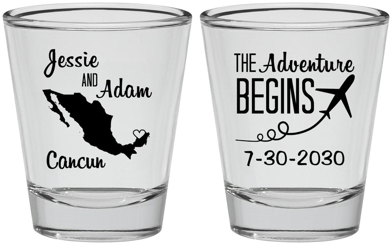 Personalized Wedding Shot Glasses - The Adventure Begins | 275