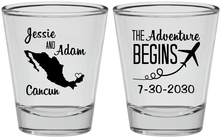 Personalized Wedding Shot Glasses - The Adventure Begins | 275