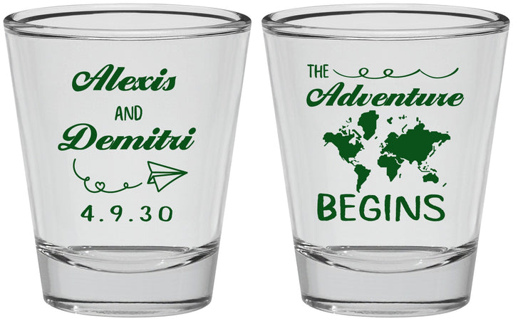 Personalized Wedding Shot Glasses - The Adventure Begins | 276