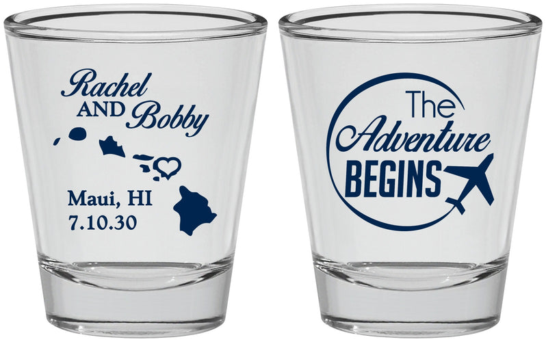 Personalized Wedding Shot Glasses - The Adventure Begins | 278